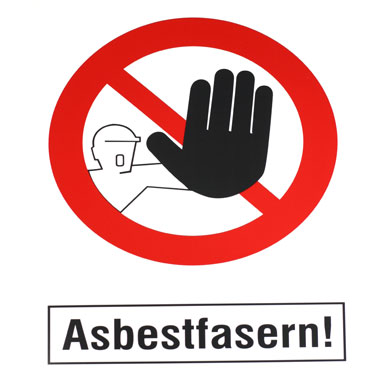 Schild mit Warnung vor Asbest, 500 mm x 700 mm