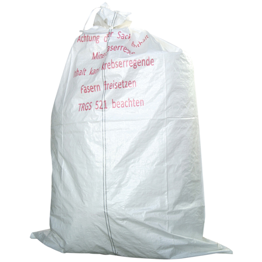 Mineralwollsäcke, KMF-Gewebesack, 140 x 220 cm, Druck Mineralwolle, unbeschichtet, Verschlussband